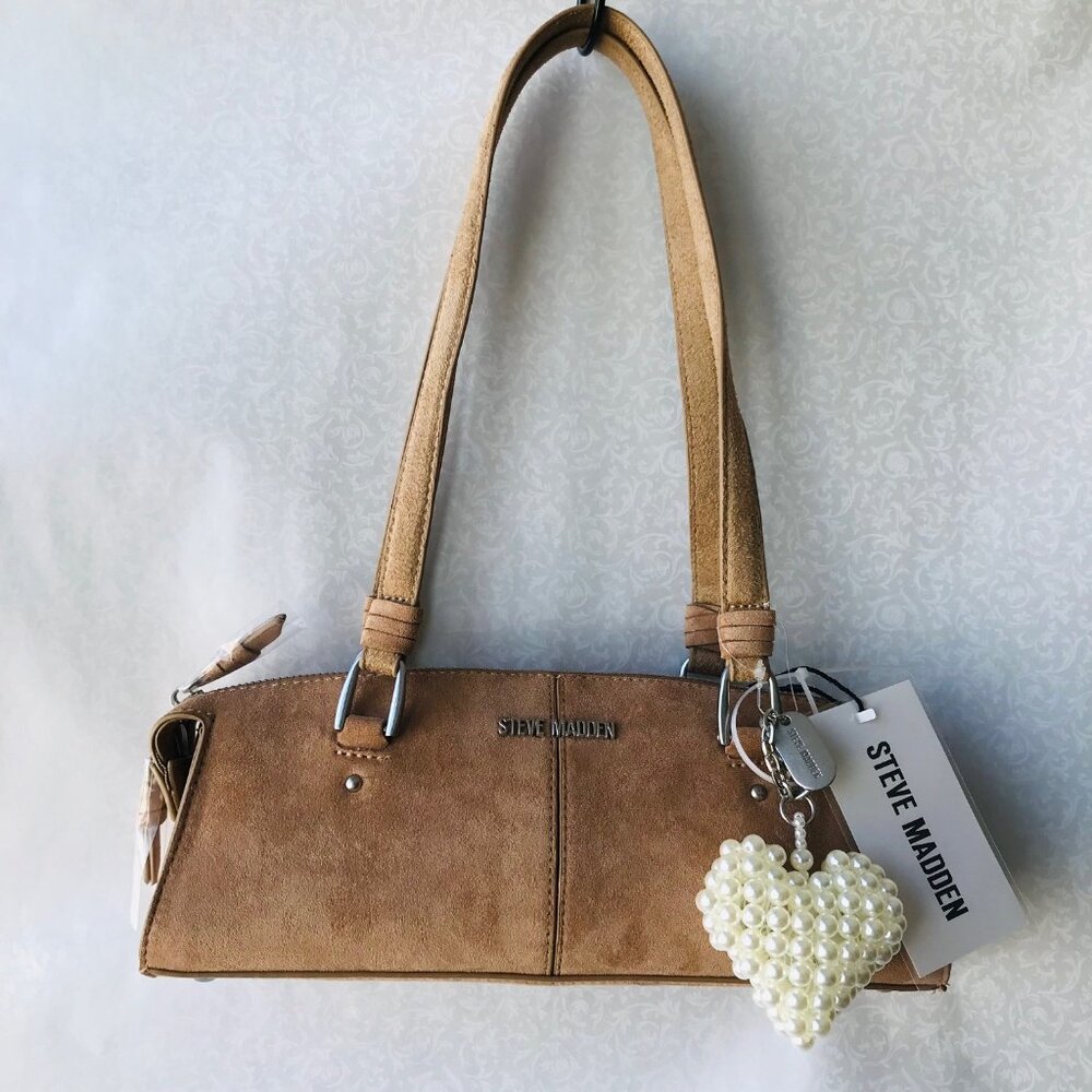 STEVE MADDEN Latte Bfulton Shoulder Bag  Faux Suede NWT
